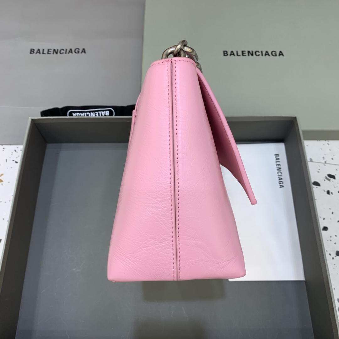 Balenciaga Downtown Small Shoulder Bag With Chain Pink